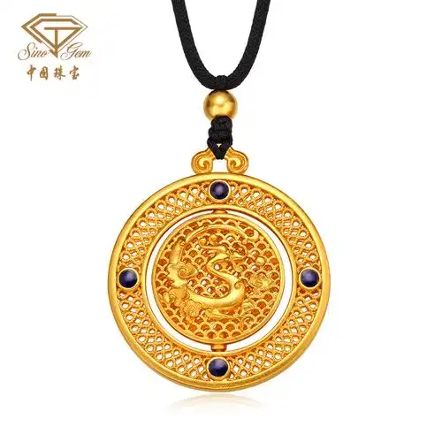 中国珠宝古法足金花丝福禄吉祥挂坠敦煌计价黄金吊坠