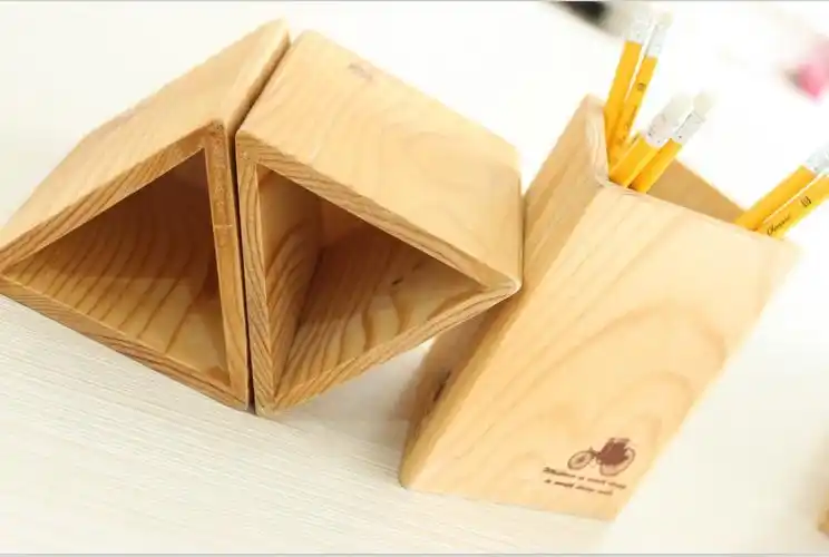 若含百货 木木杂货 三角多功能概念木头笔筒 随意拼接