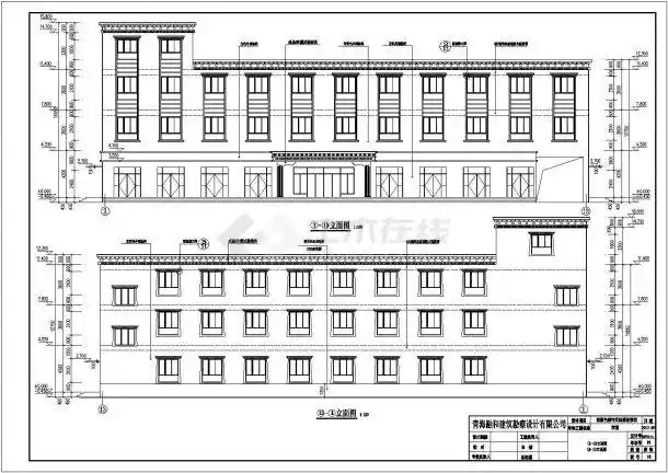 某地区三层框架结构宾馆建筑设计方案图