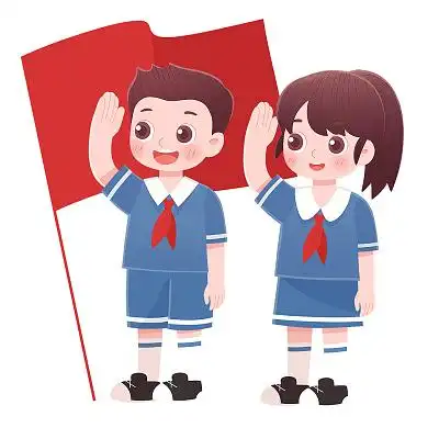 卡通建军节元素q版人物学生男孩女孩敬礼儿童插画素材