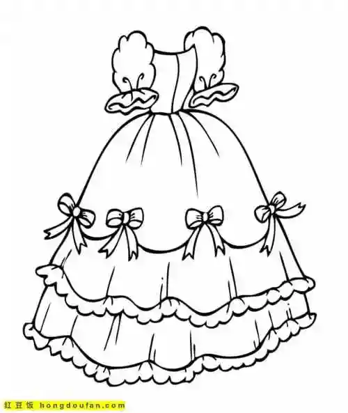 11张免费连衣裙长裙公主裙卡通涂色简笔画-红豆饭小学生简笔画大全