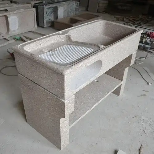 天然石材洗衣水盆洗衣槽 大理石洗衣池 阳台带搓板洗衣池单槽水槽