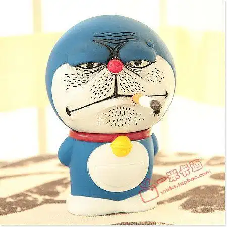 【图】吸烟机器猫 哆啦a梦 叮当 卡通可爱搪胶 硬币储蓄存钱罐 手办