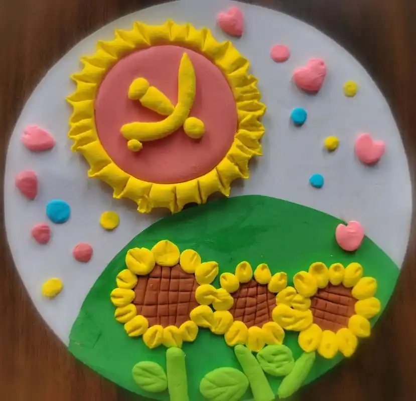 "童心向党,花儿向阳"国庆节手工彩泥制作,二年级国庆节活动