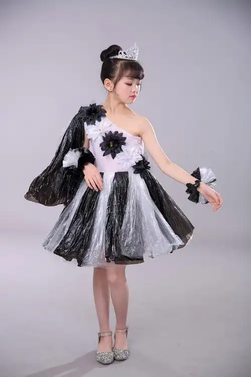 fmzxg 环保服装儿童时装秀环保服装幼儿园diy手工自制创意亲子演出服