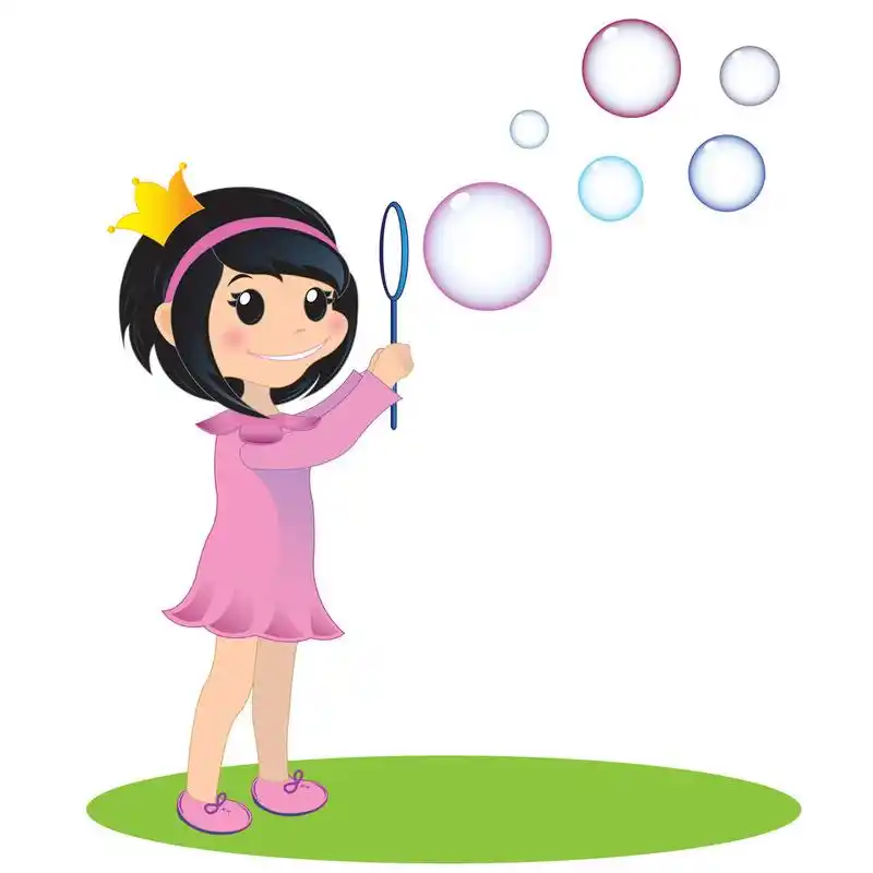 肥皂泡的女孩,eps 10 插图.小公主吹肥皂泡