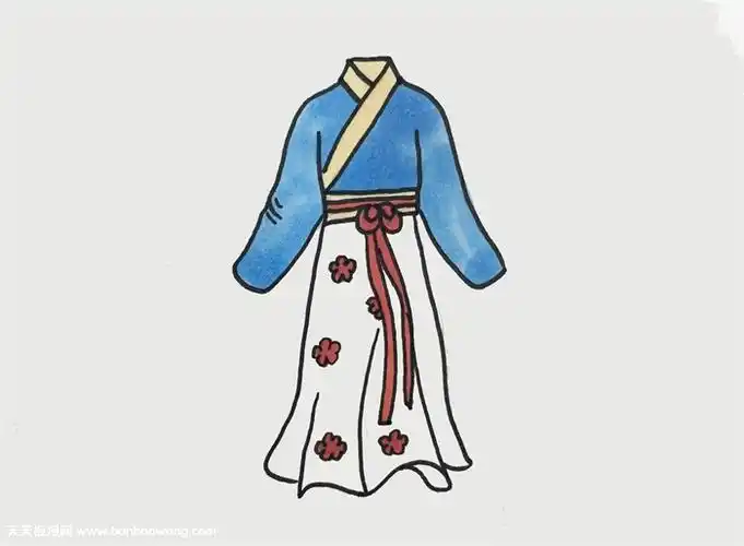 画法古装裙子简笔画步骤华丽的汉服简笔画教程一步一步画古代古裙简笔